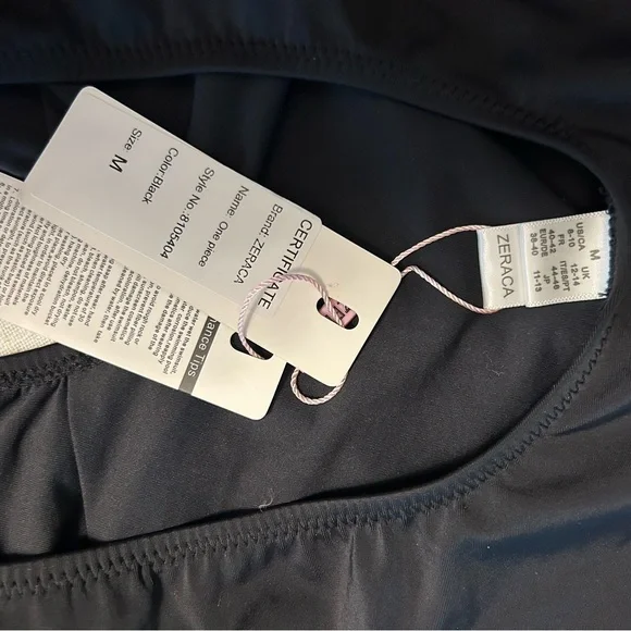 NEW Womens Retro Deep V Neck Black One Piece Swim Suit Medium - Picture 3 of 3